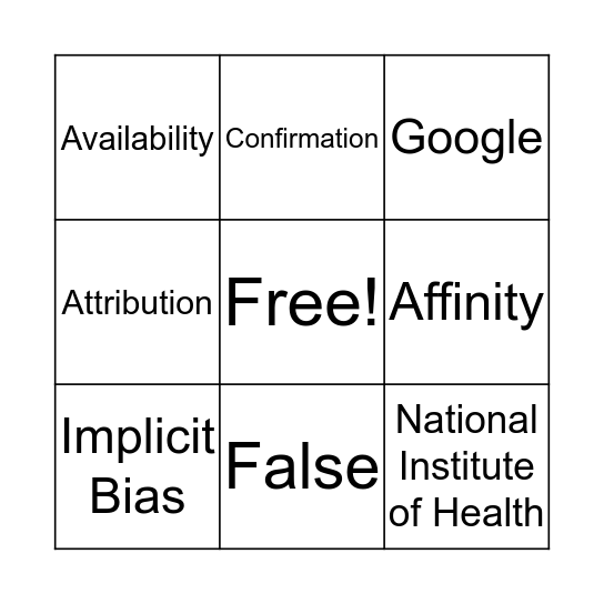 Uncons Bingo Card