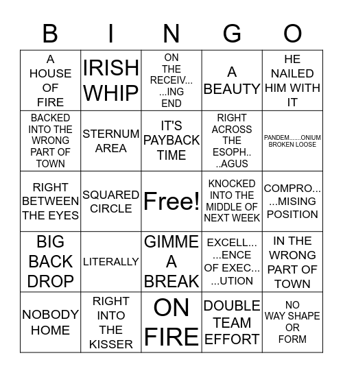 WRESTLEMANIA 3 BULLDOGS (AT THE BELL) Bingo Card