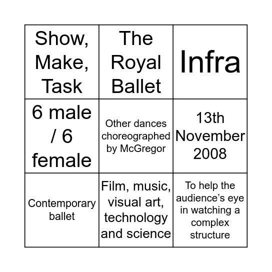 Infra Bingo Card