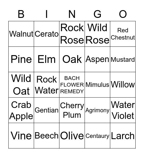 Flower Therapy Bingo Card