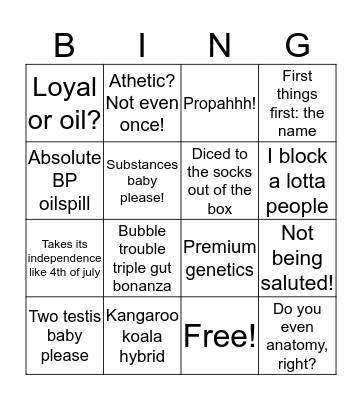 LuiMarco Bingo Baby please Bingo Card