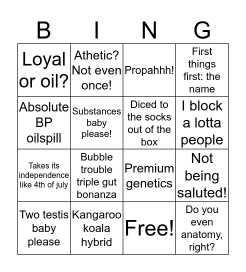 LuiMarco Bingo Baby please Bingo Card