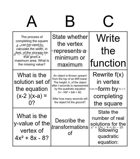 Sections 5 and 6 Bingo Card