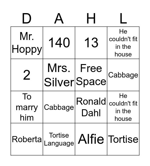 Reading Bingo Card