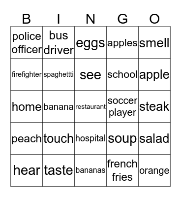 Yellow  Bingo Card