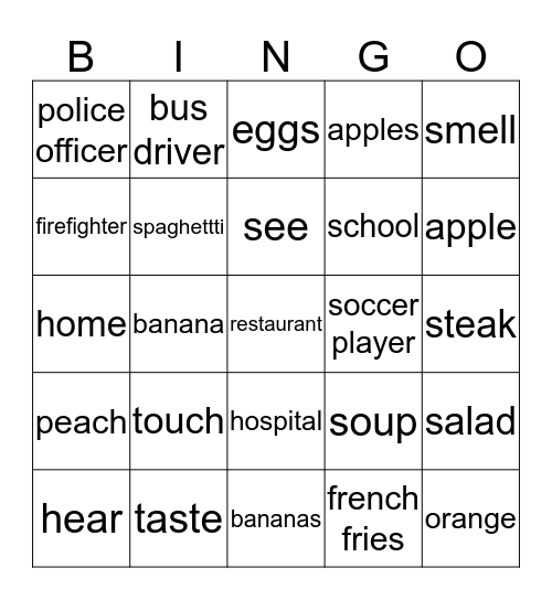 Yellow  Bingo Card