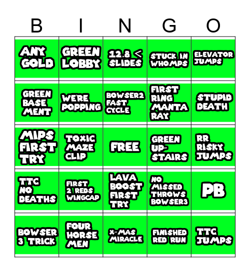 sm64 70 star pics NotKain Bingo Card