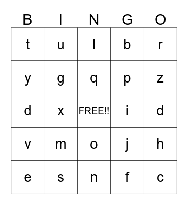 Alphabet Bingo Card