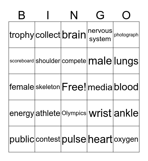 Unit 6 Personal best Bingo Card