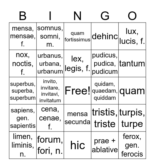 Chapter 26 Bingo Card