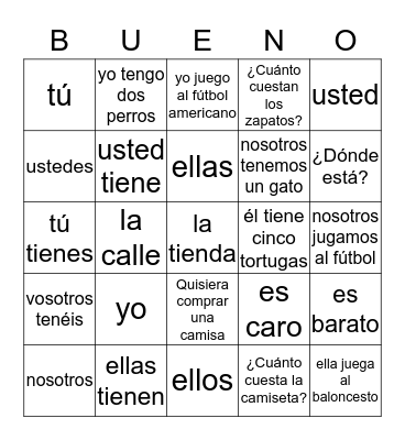 5th cuesta Bingo Card