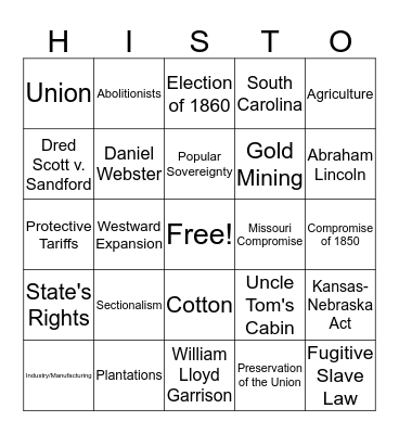 Road to Civil War Bingo Card