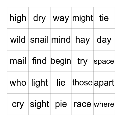 4 in a Row Bingo Card