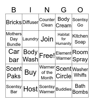 Scentsy BINGO Card