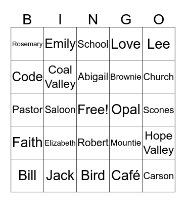 When Calls the Heart Bingo Card