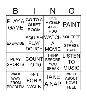 WHEN I AM ANGRY I CAN... Bingo Card