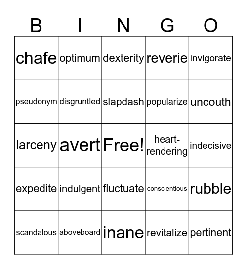 Untitled Bingo Card