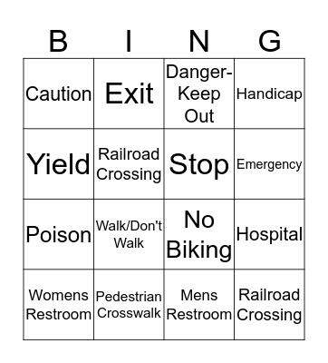 Community Signs and Symbols Bingo Card