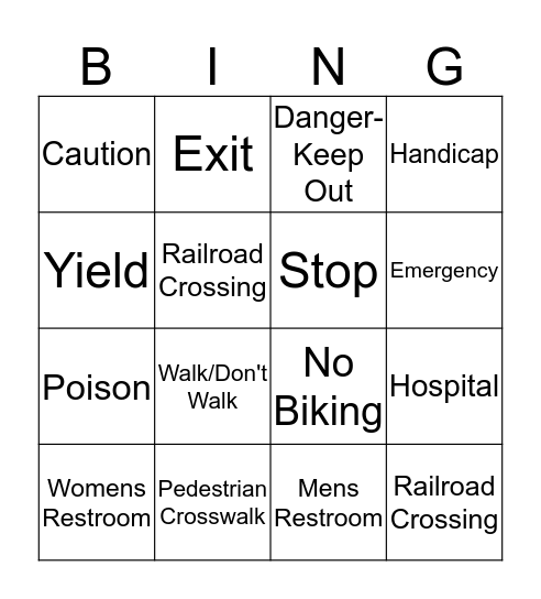 Community Signs and Symbols Bingo Card
