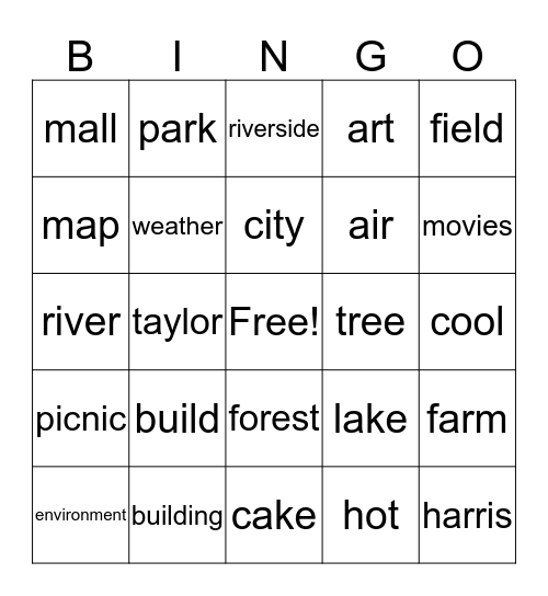The Environment Bingo Card