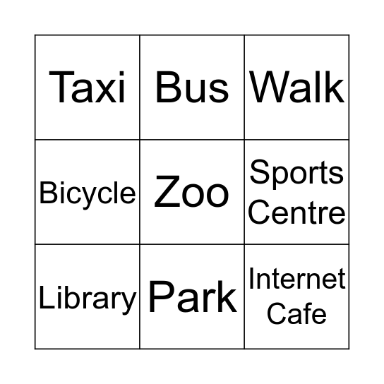IN THE CITY Bingo Card