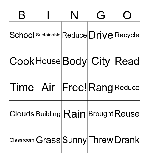 Spelling Bingo Card
