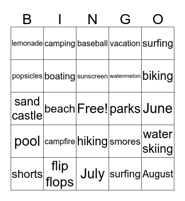 Spring Into Summer Bingo Card