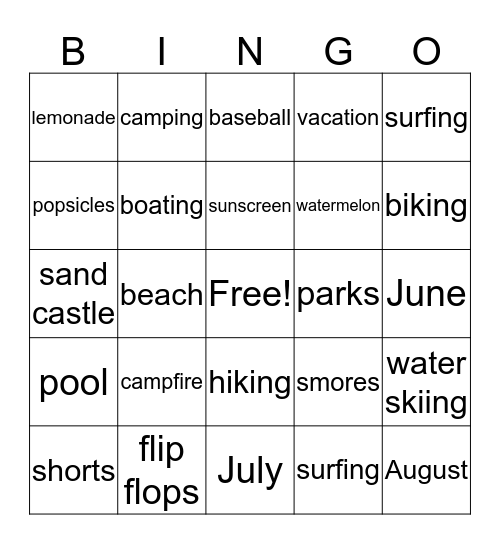 Spring Into Summer Bingo Card