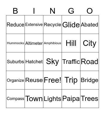 Spelling Bingo Card