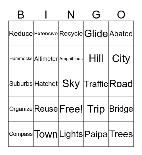 Spelling Bingo Card