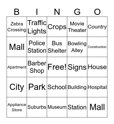 Spelling Bingo Card