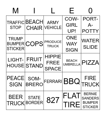 KEY WEST HIPPIE ROAD TRIP! Bingo Card