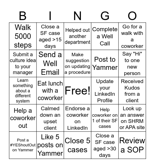 BenefitMall Bingo Card