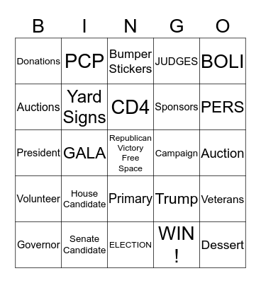 Oregon Republican Victory Bingo Card