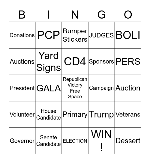 Oregon Republican Victory Bingo Card