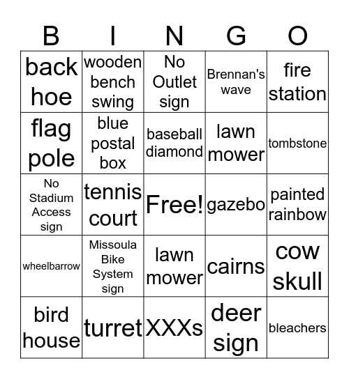 Bus Tour Bingo 2018 Bingo Card