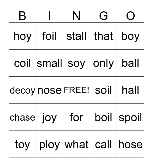 oy Bingo Card