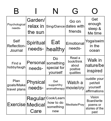 Kupuna Self-Care Bingo Card