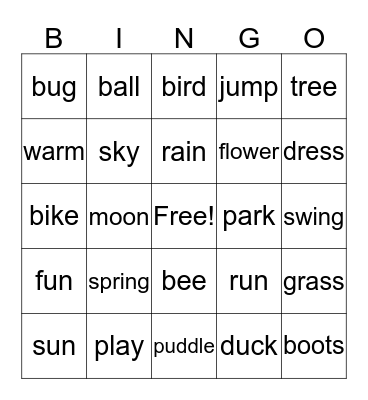 SPRING BINGO Card