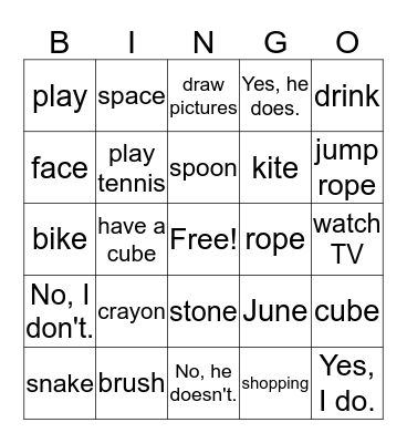 Units 1-2 Bingo Card