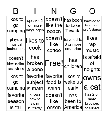 People Bingo Card