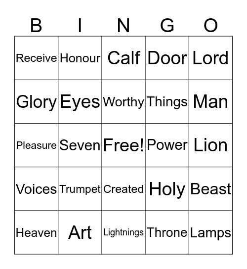 Revelation 4 Bingo Card