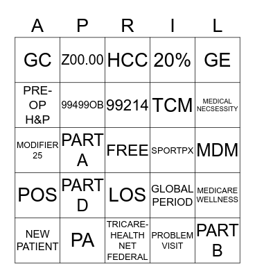 April Rocks! Bingo Card