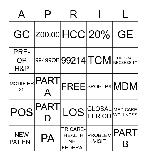 April Rocks! Bingo Card