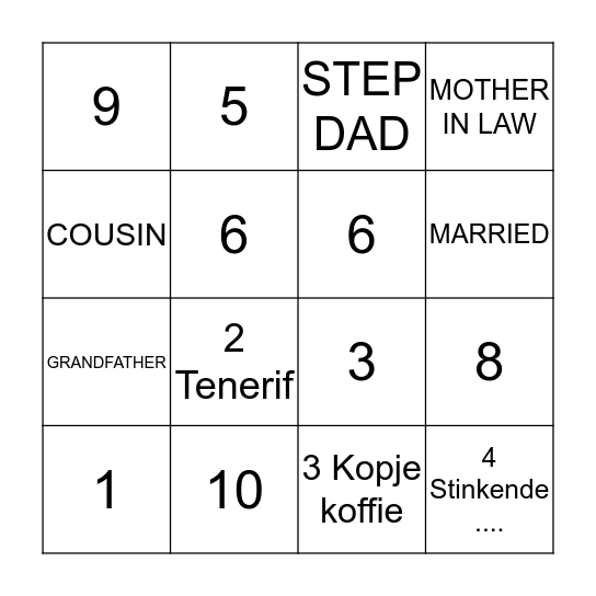 50 Jaar Koos en Wina Bingo Card