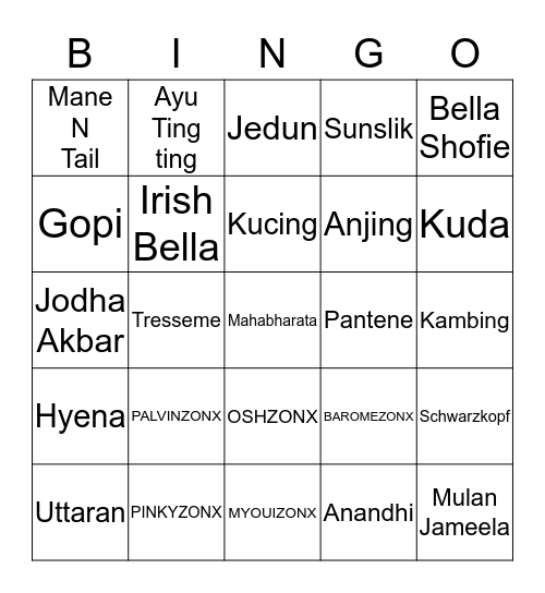 K E C Y A Bingo Card