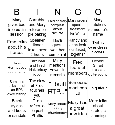 2018 WACHA Conference Bingo Card