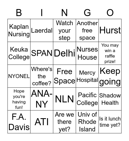 VENDOR  BINGO Card