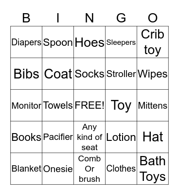 BABY SHOWER BINGO Card