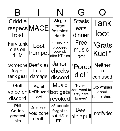 This is the last one Ill make, bois Bingo Card